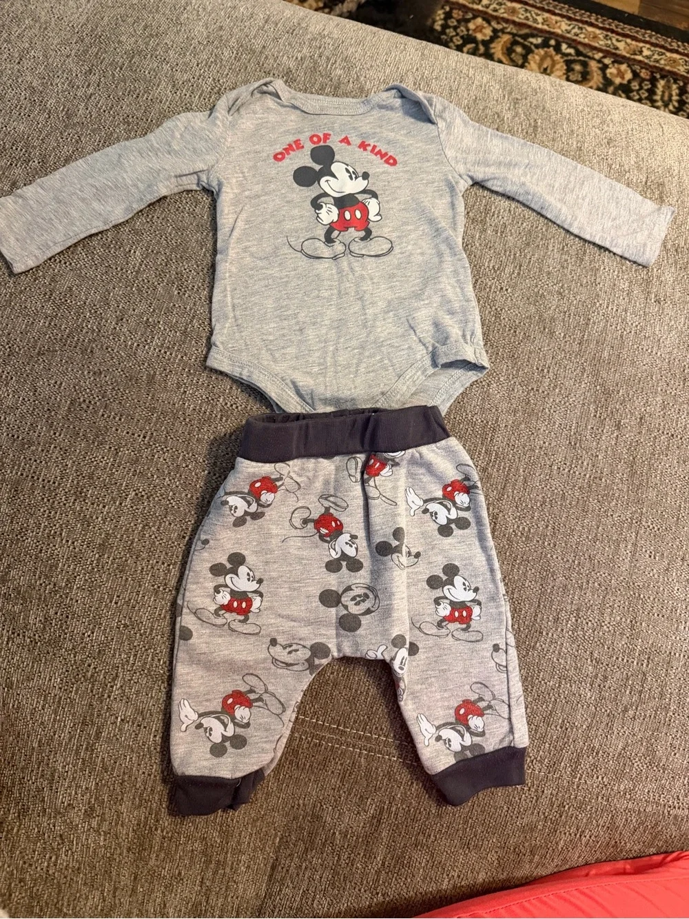 Mickey Mouse Gray Baby Bodysuit & Pants Set